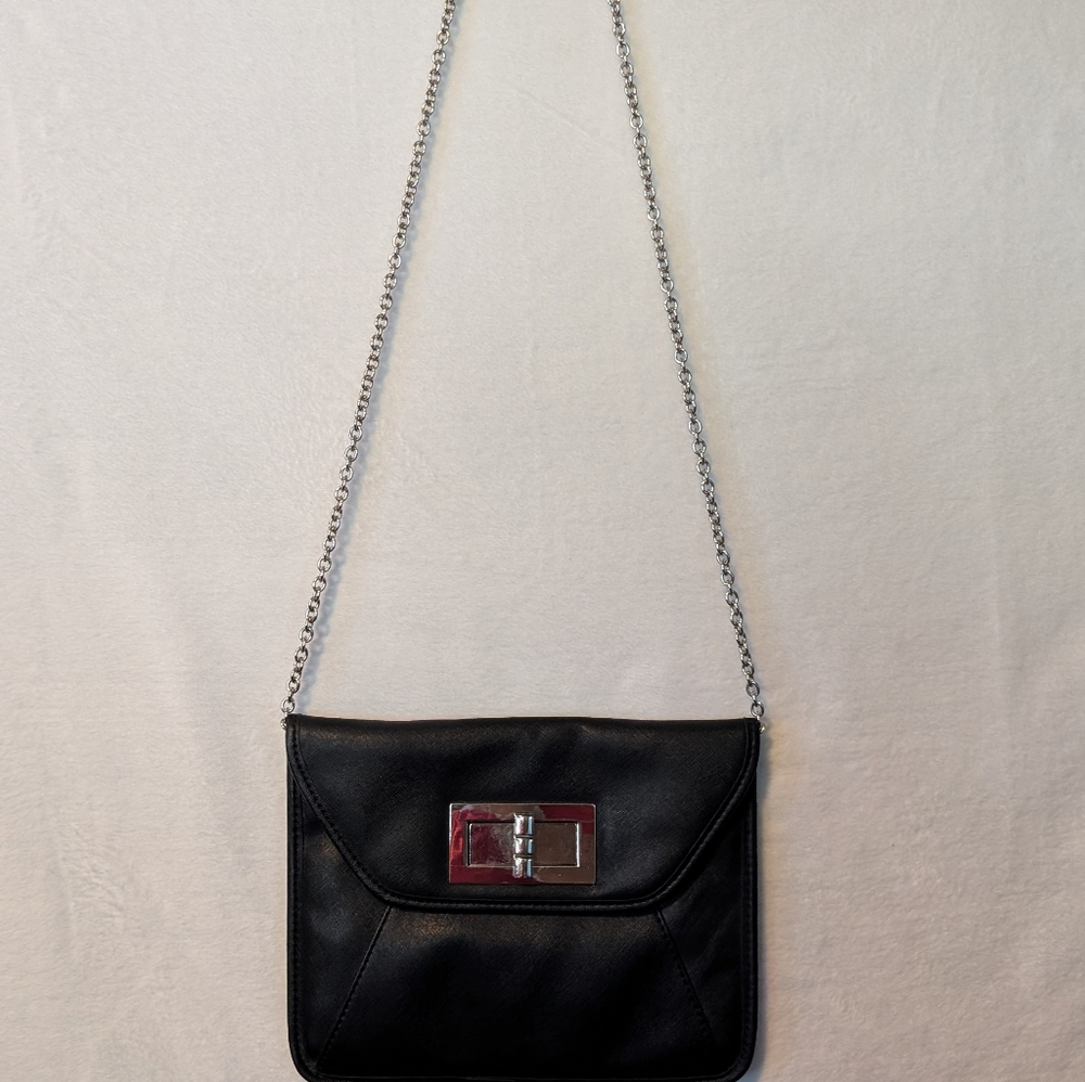 Apt. 9 Black Clutch with Silver Chain